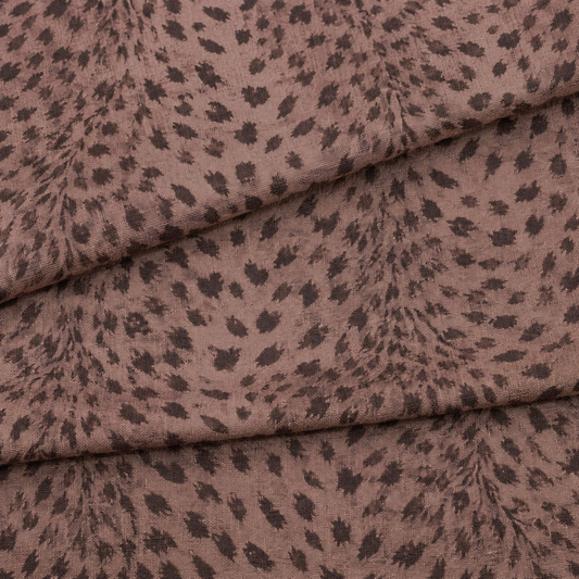 Rose-Brown Cheetah-Print Velvet Roman Blind