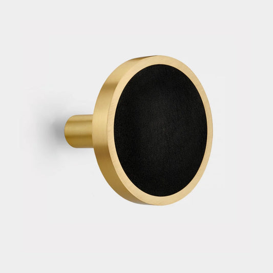 Brass & Black Leather Curtain Tie Backs