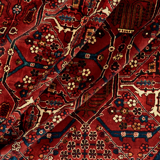 Warm Red Persian-Rug Inspired Velvet Roman Blind