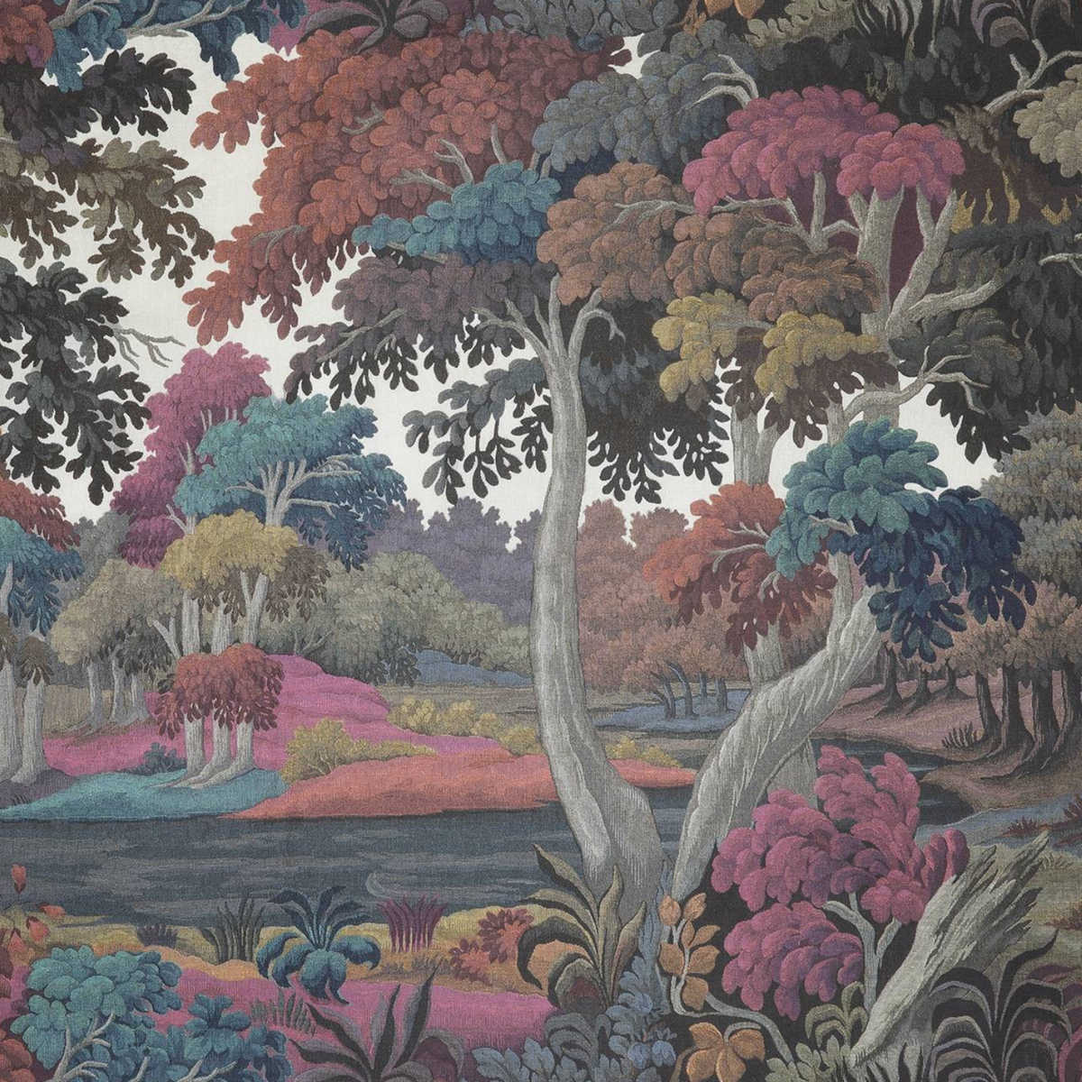 Multicolour Forest Cotton-Linen Curtains