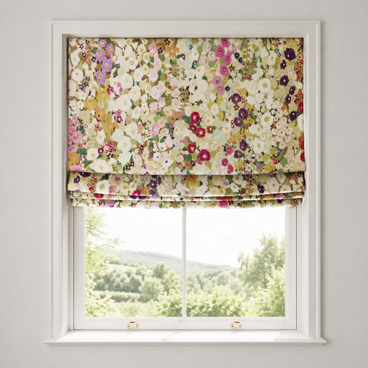 Spring Floral Cotton-Linen Roman Blind