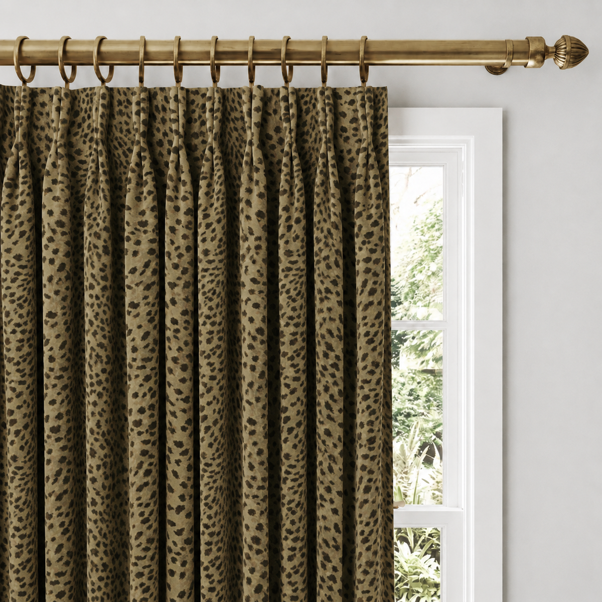 Golden Cheetah-Print Velvet Curtains