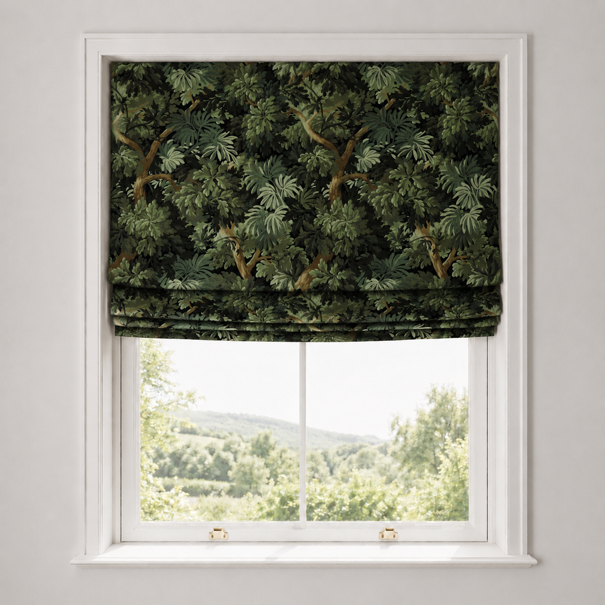 Dark Forest Velvet Roman Blind