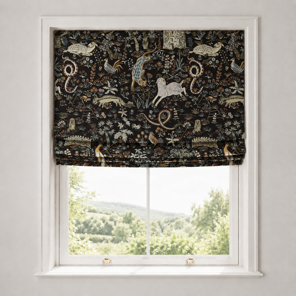Dark Woven Jacquard Roman Blind