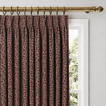Rose-Brown Cheetah-Print Velvet Curtains