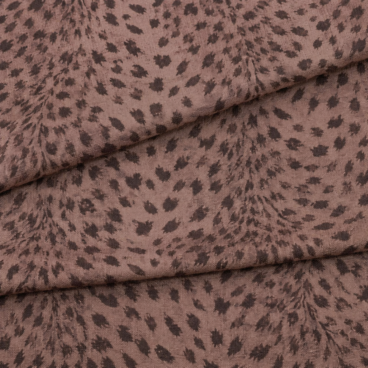 Rose-Brown Cheetah-Print Velvet Roman Blind