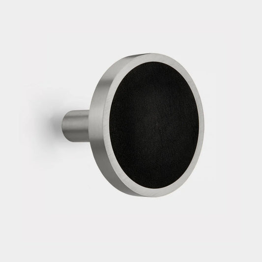Brass & Black Leather Curtain Tie Backs