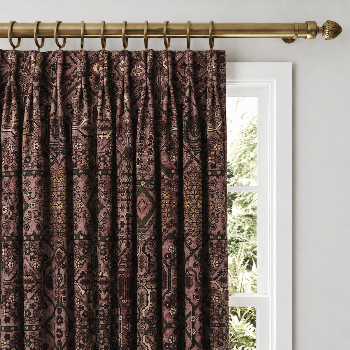 Blush Persian-Rug Inspired Velvet Curtains