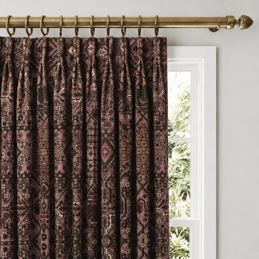 Blush Persian-Rug Inspired Velvet Curtains