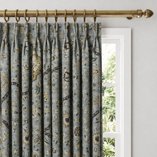 Sapphire-Blue Ogee Velvet Curtains