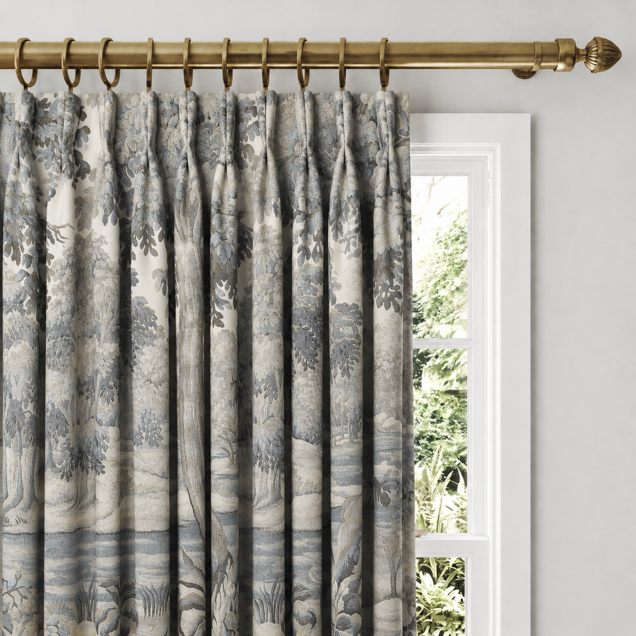 Sage Botanical Cotton-Linen Curtains