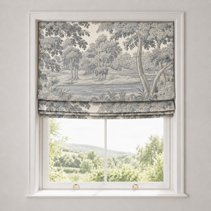 Sage Botanical Cotton-Linen Roman Blind