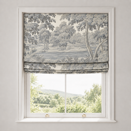 Sage Botanical Cotton-Linen Roman Blind