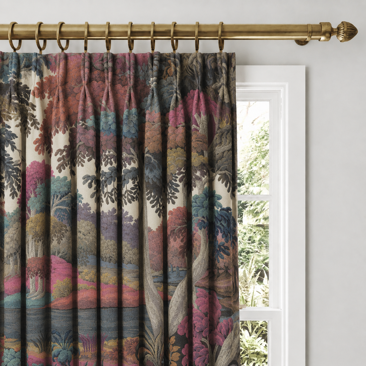 Multicolour Forest Cotton-Linen Curtains